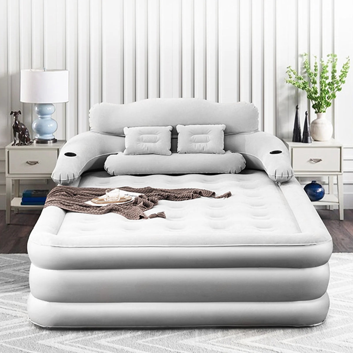 AJONALAA 18in Queen Air Mattress with Headboard, Inflatable Mattress Airbed for Camping