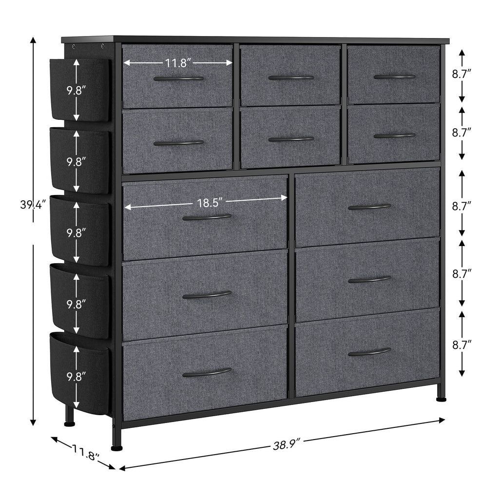 KATIDAP Dresser for Bedroom with 12 Drawer, Dressers & Chests of Drawers for Hallway, Entryway, Storage Organizer Unit with Fabric, Sturdy Metal Frame, Wood Tabletop, Easy Pull Handle,Pink
