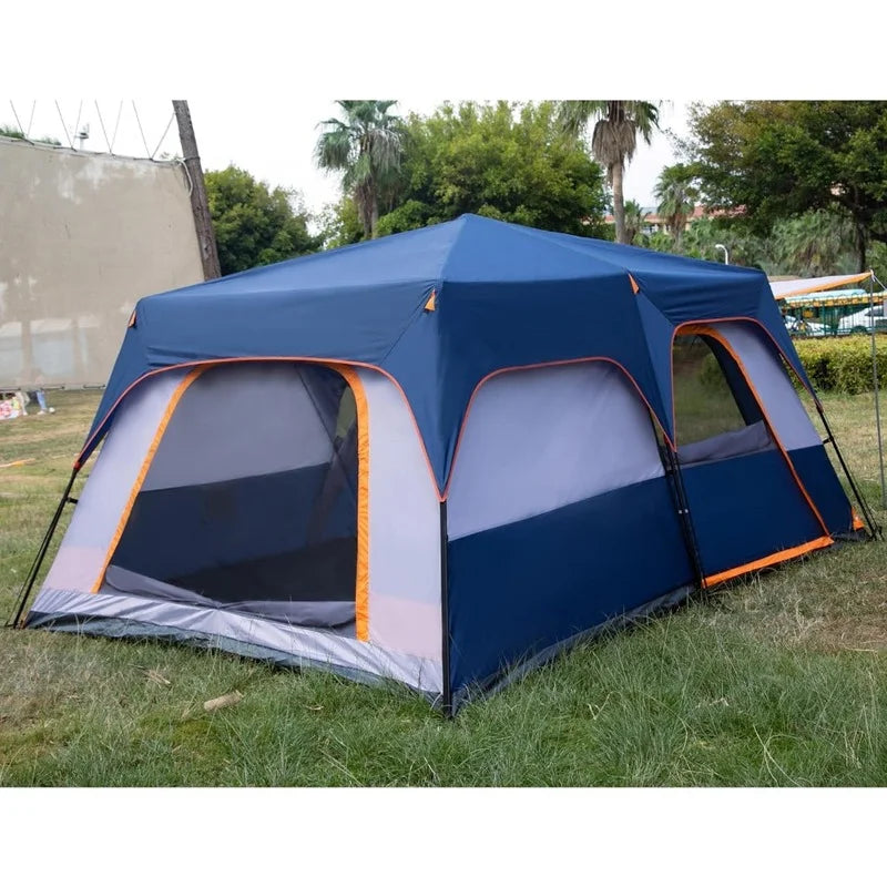 Instant Tent 12 Person, 2 Rooms, 2Top Windows 3Doors and 3Windows with Mesh, Waterproof, Big Tent for Outdoor Camping