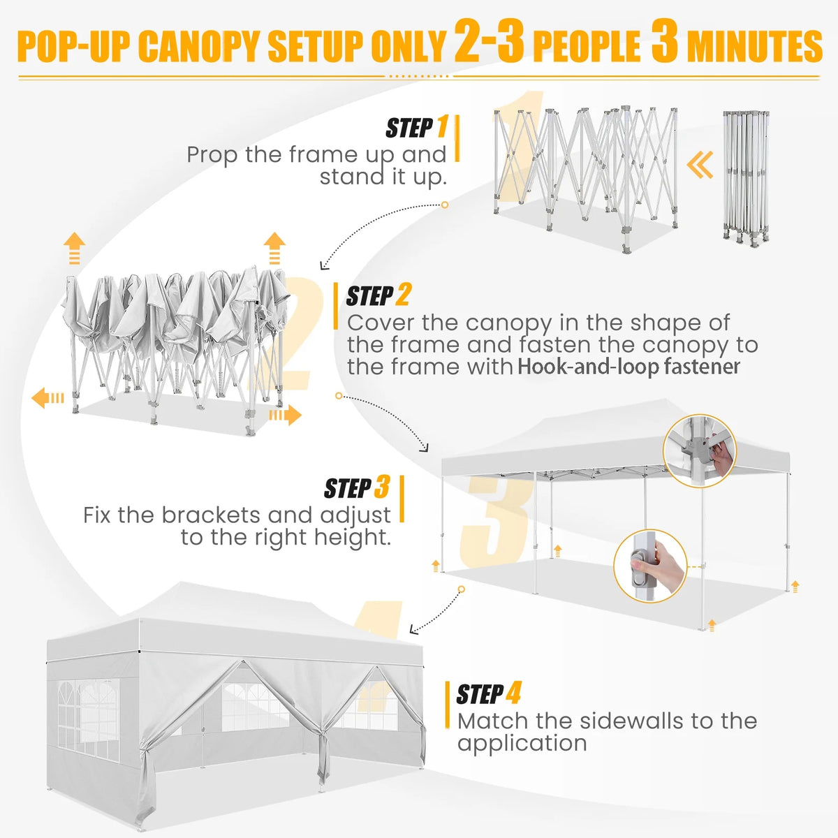 Hoteel 10x15 Heavy Duty Canopy Tent with 4 Sidewalls,Pop up Canopy for Parties Wedding,Commercial Easy up Gazebo with Roller Bag,UV 50+ &,Black