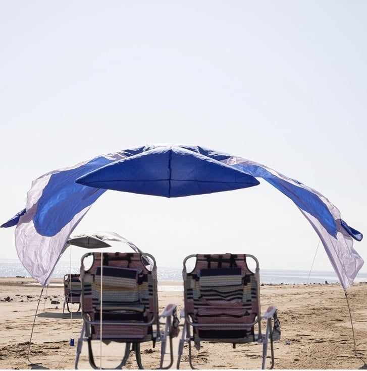 Portable Beach Shade Tent Wind Driven Lightweight 2.43 lbs for 2-3 People Blue