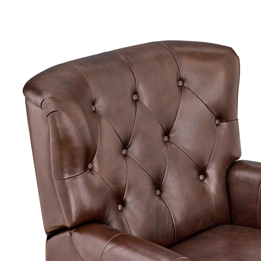 Pioneer Woman Harper Pushback Leather Recliner, Whiskey & Faux Cowhide Upholstery