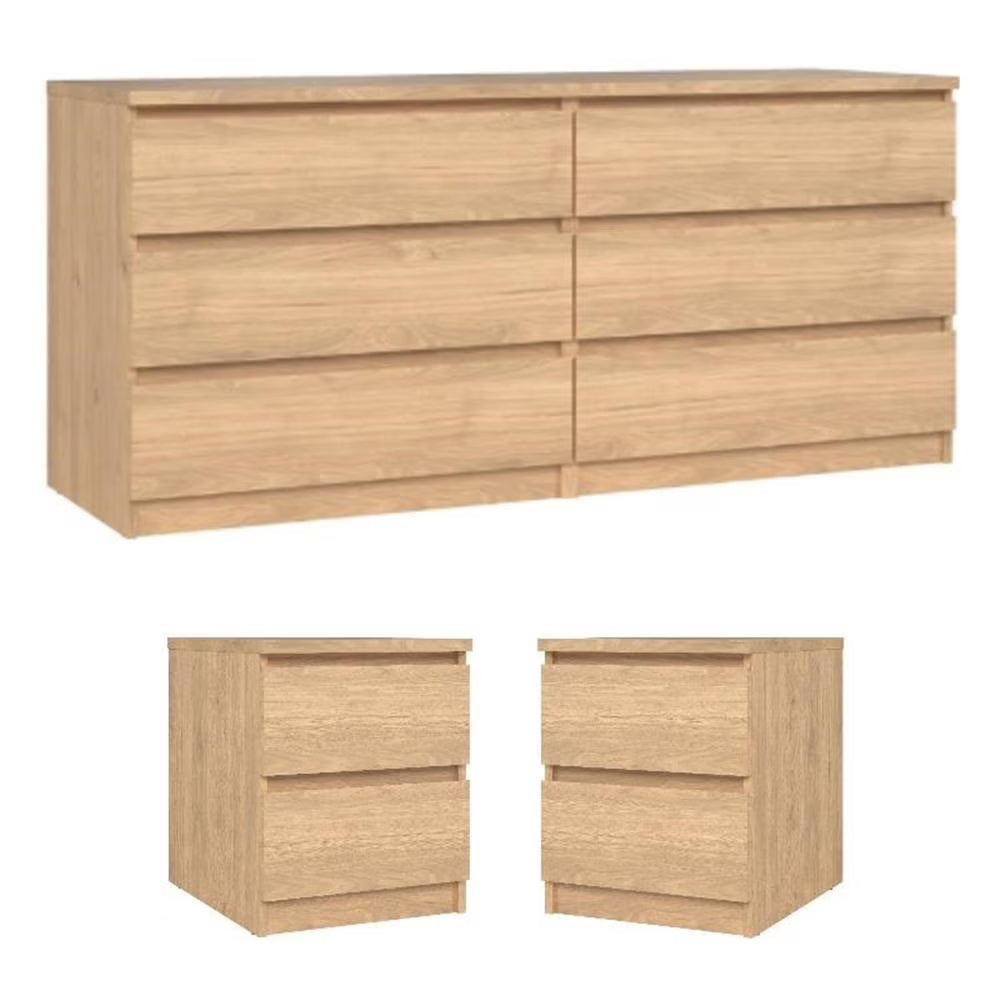 Home Square 3-Piece Set with Double Dresser and 2 Nightstands