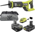 Cordless Reciprocating Saw Bundle with Ryobi 18V Reciprocating Saw 4.0 Ah and 2.0 Ah Battery 18-Volt Lithium-Ion Charger 16 Inch Buho Tool Bag