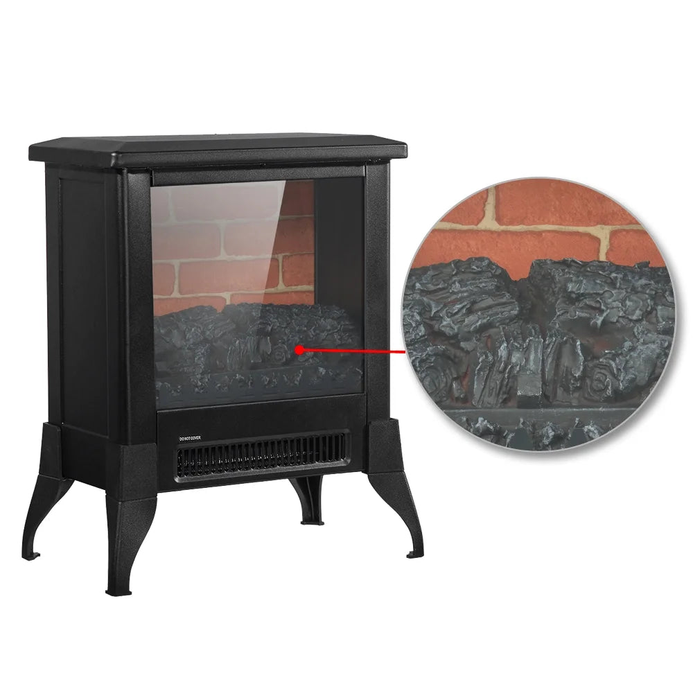 1400W Electric Fireplace Heater, 14" Freestanding Fireplace Stove with Realistic Flame, Portable Fireplace Space Heater for Home Indoor Small Space Use