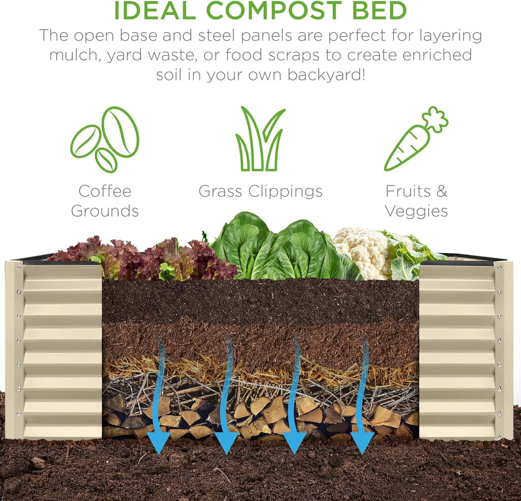 Gloaa 6x3x2ft Outdoor Metal Raised Garden Bed, Deep Root Box Planter for Vegetables, Flowers, Herbs, and Succulents w/ 269 Gallon Capacity Sage Green