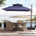 Pellebant 10 ft. x 10 ft. Square Double Top Patio Cantilever Umbrella, Navy Blue