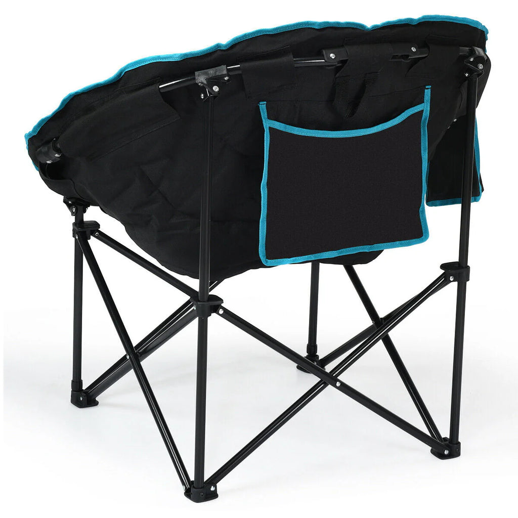 Gymax Moon Saucer Steel Camping Chair Folding Padded Seat w/ Carry Bag
