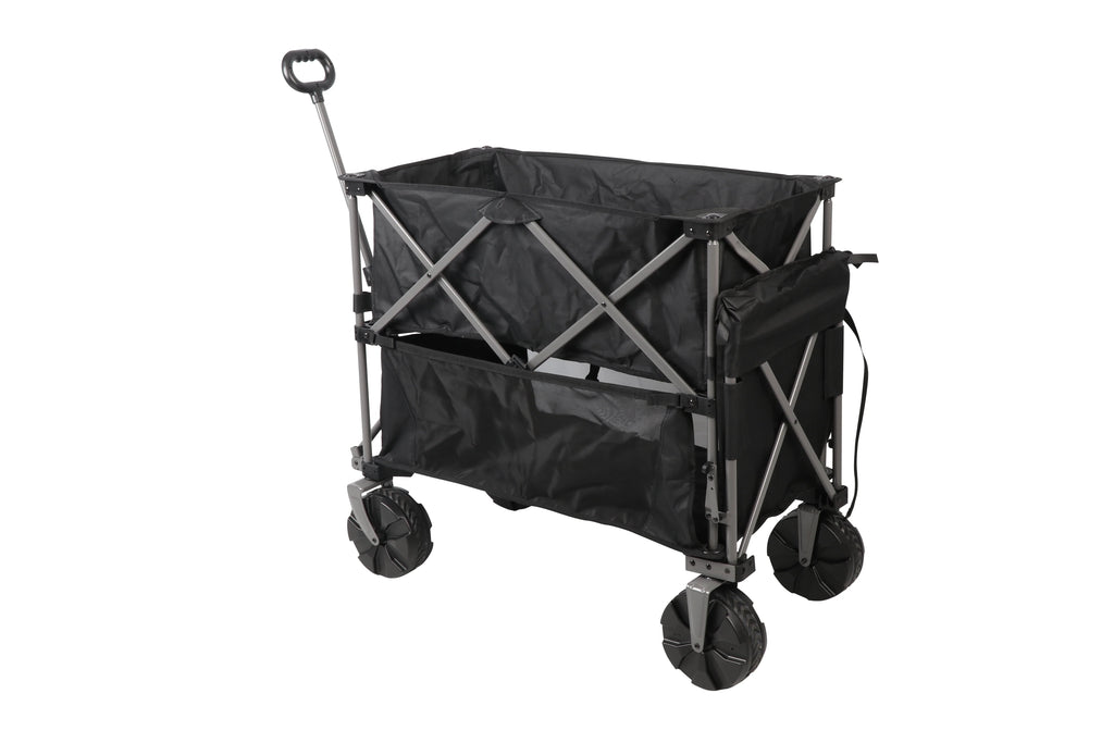 Ozark Trail Double Decker Folding Wagon with Extension Handle, Black