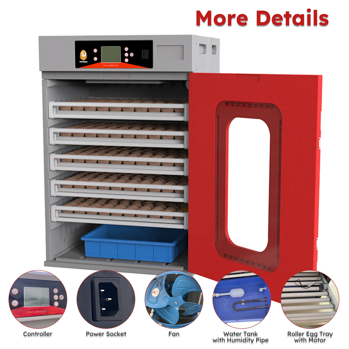 Montary 56 Egg Incubator: Auto Turning, Humidity Control & Water Refill for Chicken/Duck/Goose Eggs w/ Candler