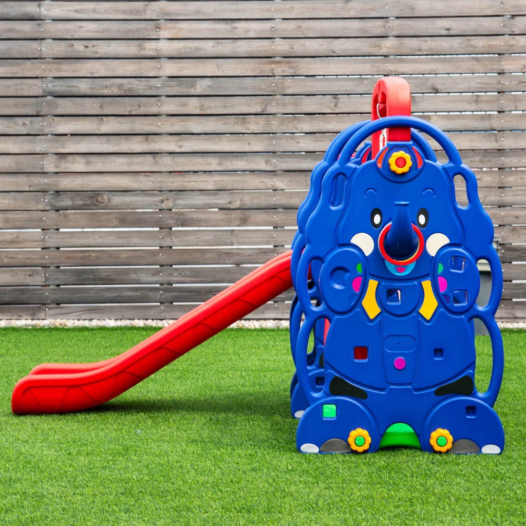 Costway 3 in 1 Junior Children Climber Slide Swing Seat Basketball Hoop Playset Backyard