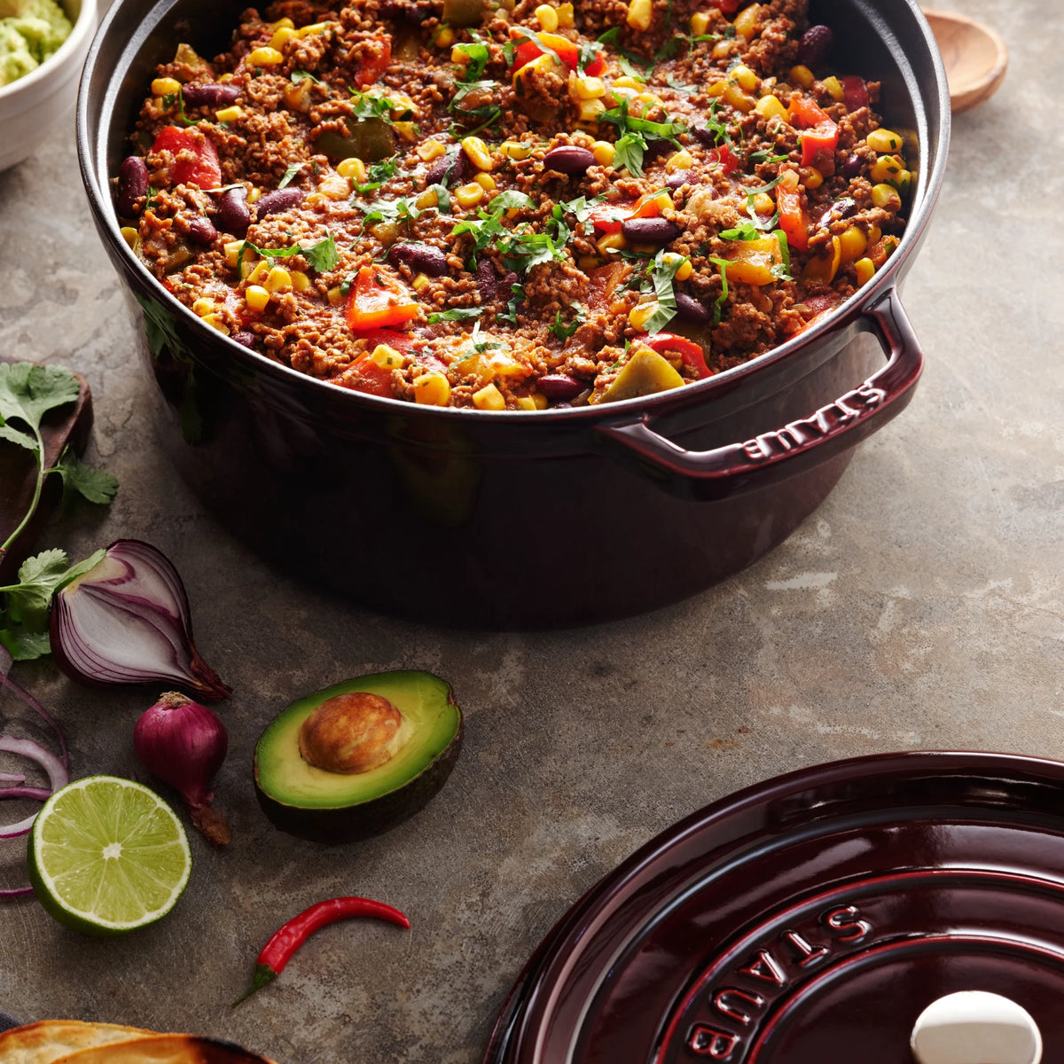 Staub Cast Iron 7-qt Round Cocotte - Grenadine