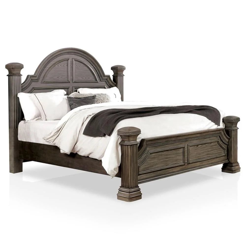 FOA Charo 6pc Gray Wood Bedroom Set-King Nightstands