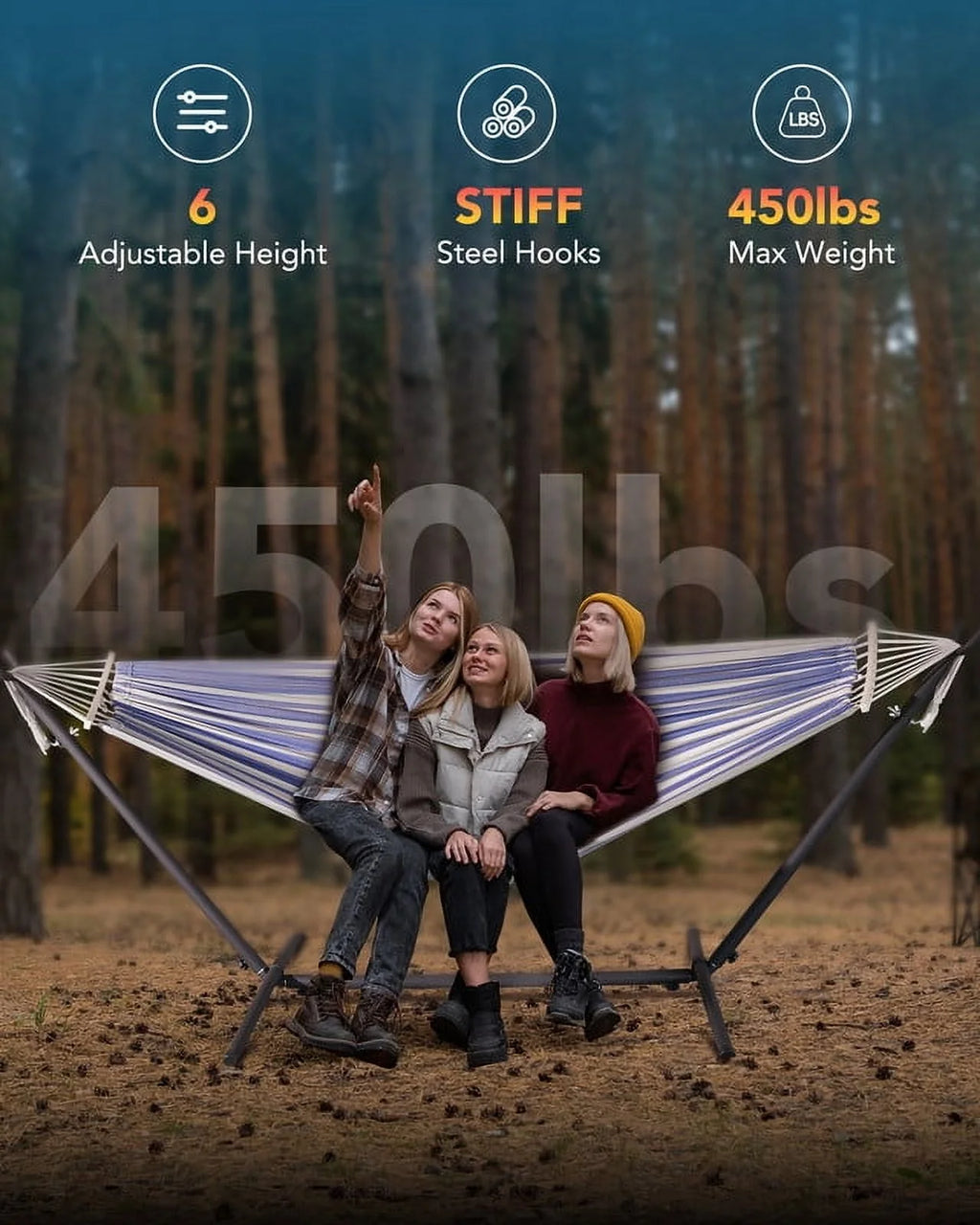 KEESTP Comfortable 2 Person Hammock with Stand,Portable Detachable Brazilian Hammock,450lb Capacity - Tropical