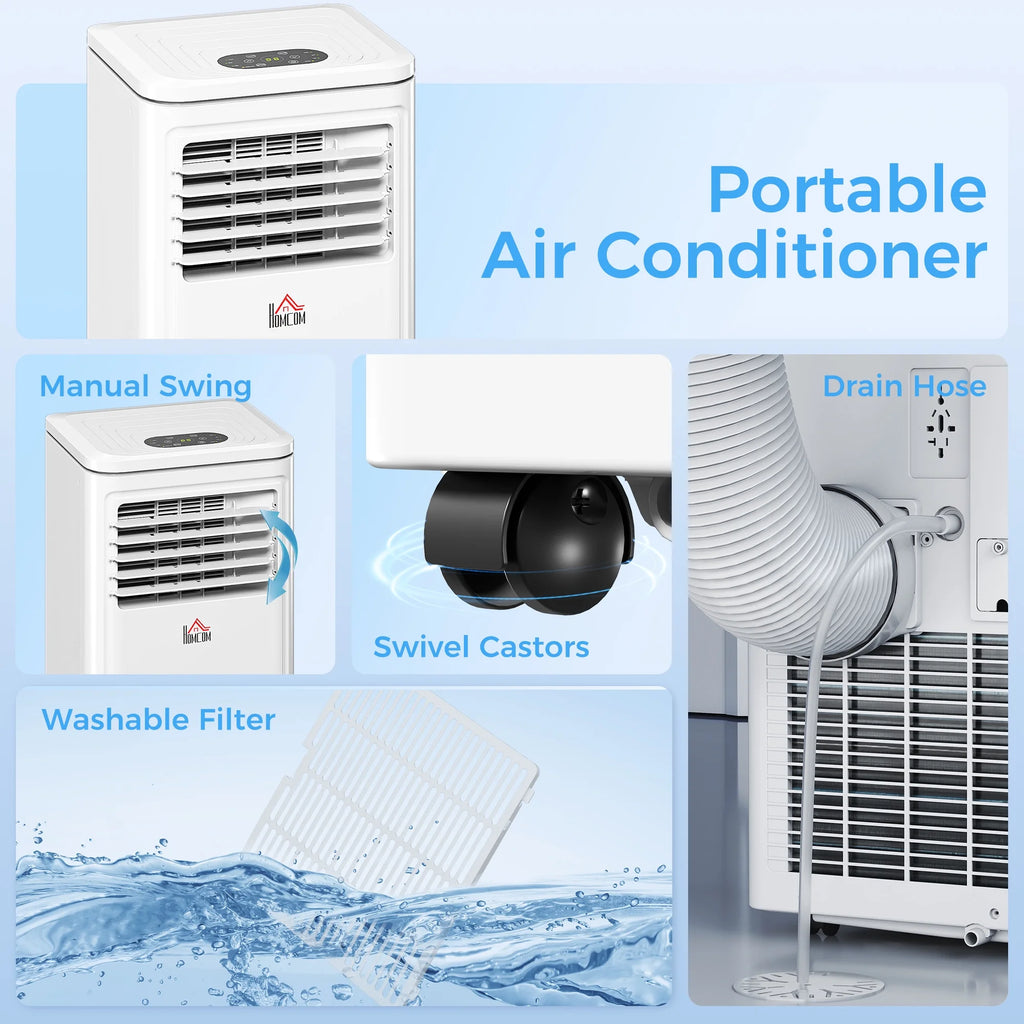 HOMCOM 8,000 BTU Portable Air Conditioner Fan with Remote for Rooms Up to 344 Sq. Ft., Evaporative Cooler, Home AC Unit with Dehumidifier, Black