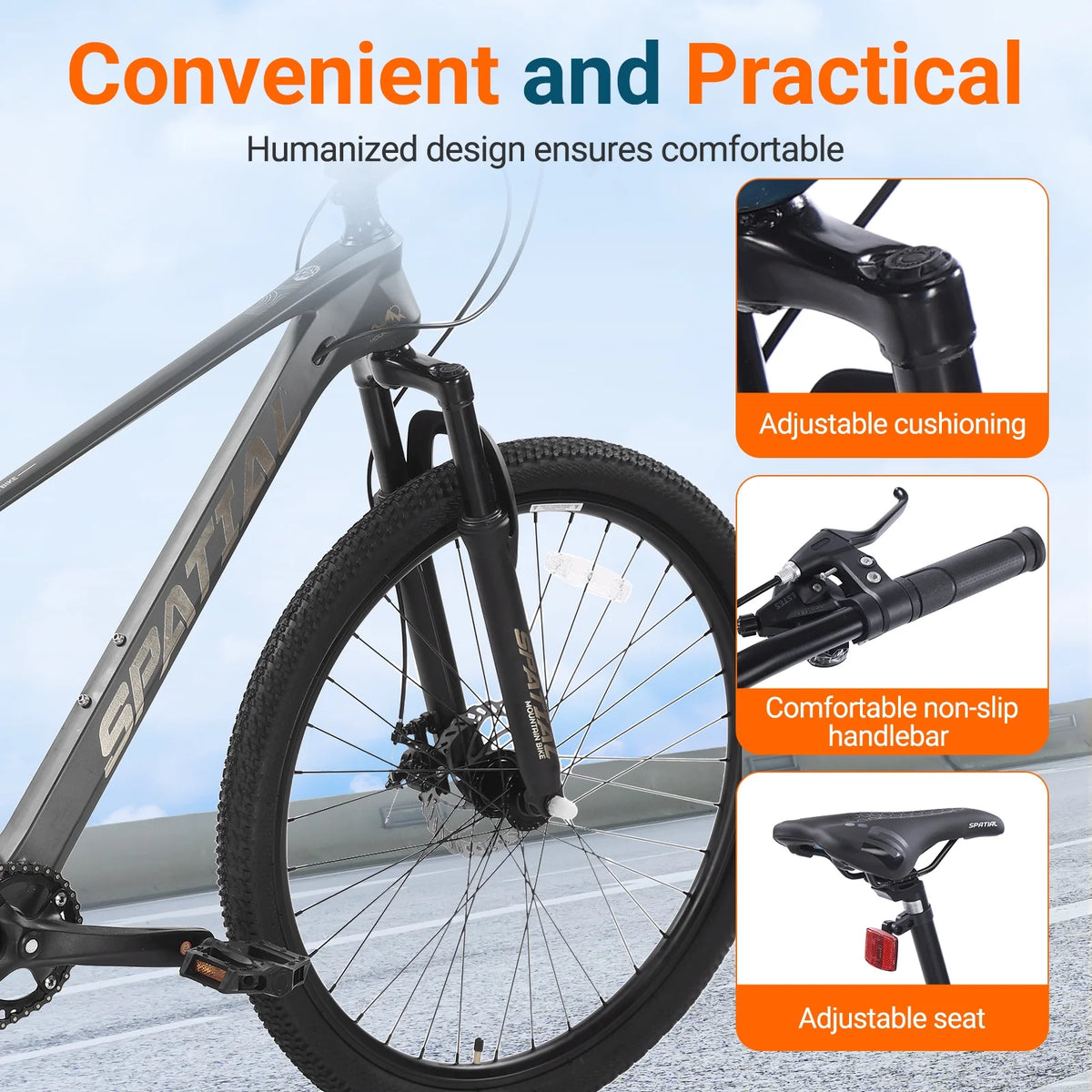 SPATIAL 24/26/27.5/29 inch Mountain Bike,8/21 Speed Lightweight Aluminum Magensium Frame Mountain Bicycle,Fits Men Women Teenagers Adult Disc Brake MTB Bicycle