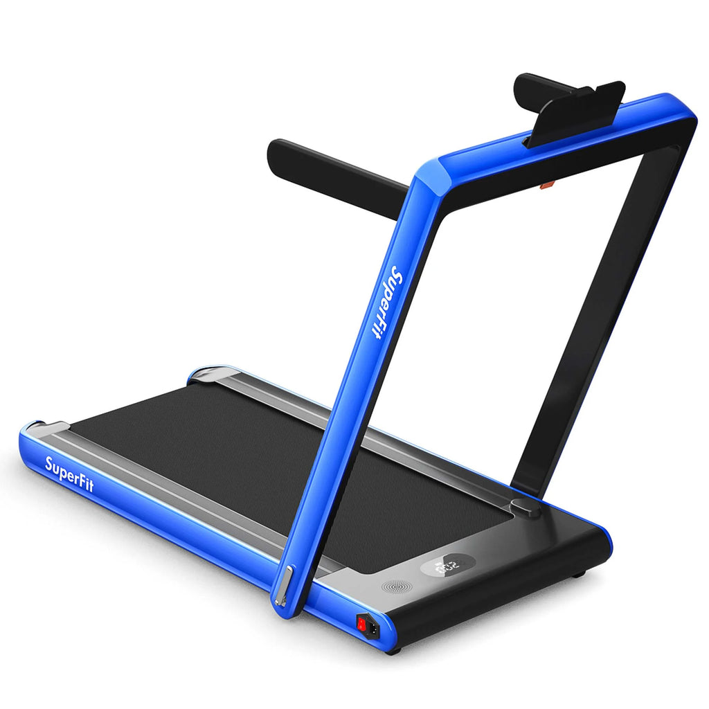 SuperFit Up To 7.5MPH 2.25HP 2 in 1 Dual Display Screen Treadmill Jogging Machine W/APP Control Silver