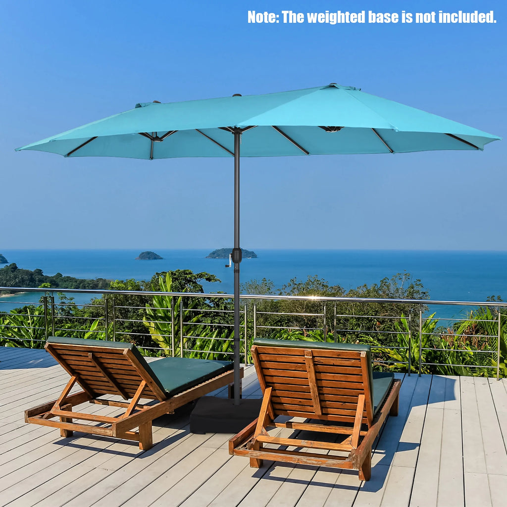 Costway 15ft Beige Patio Double-Sided Umbrella, Crank Lift