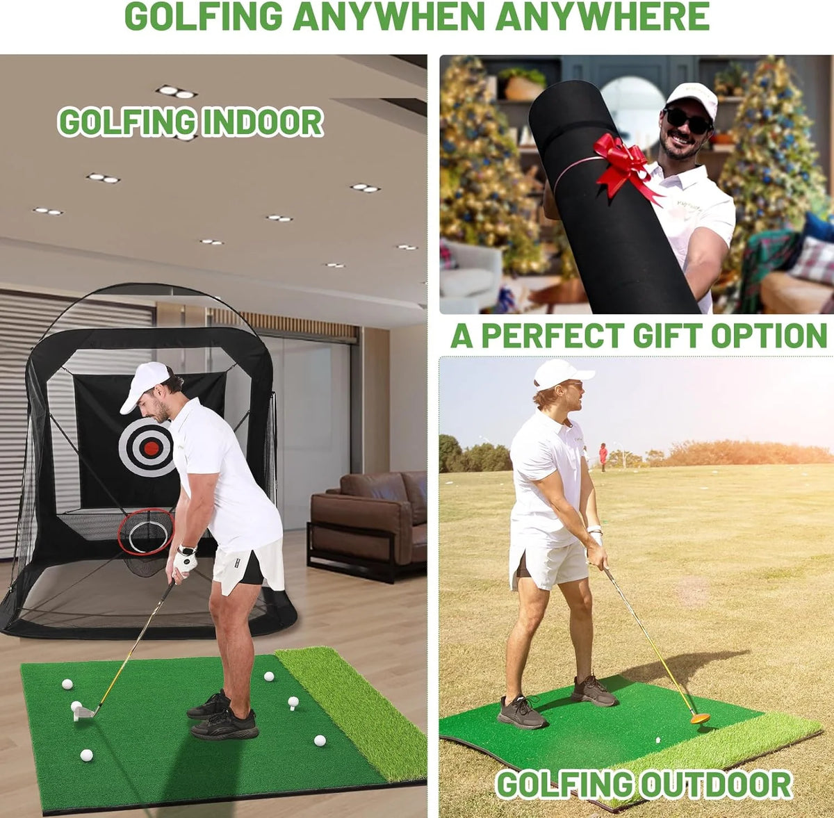 WFUN 5x4ft Hitting Thickened Artificial Turf Practice Golf Mat for Outdoor & Indoor, Gifts for Men/Golfers