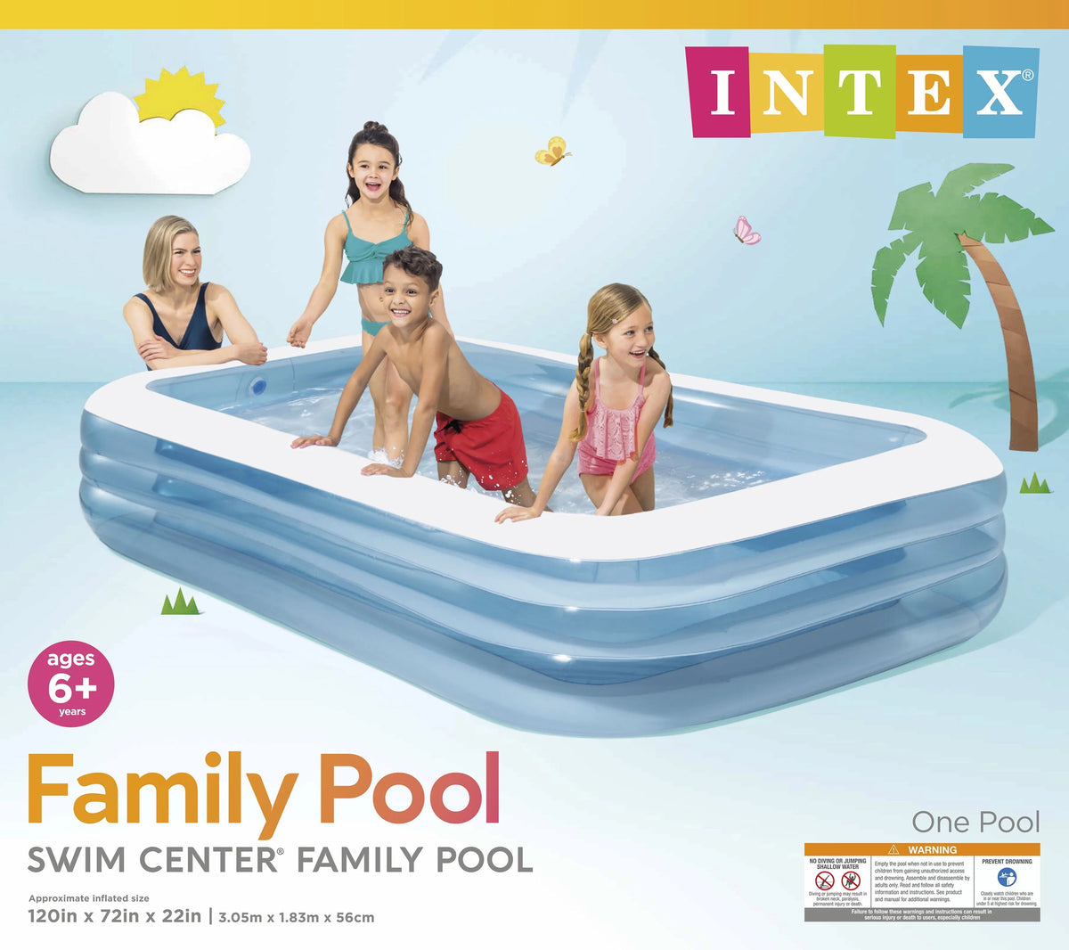 Intex Inflatable Swim Center Family Lounge Pool, 120" x 72" x 22" - Colors may vary.