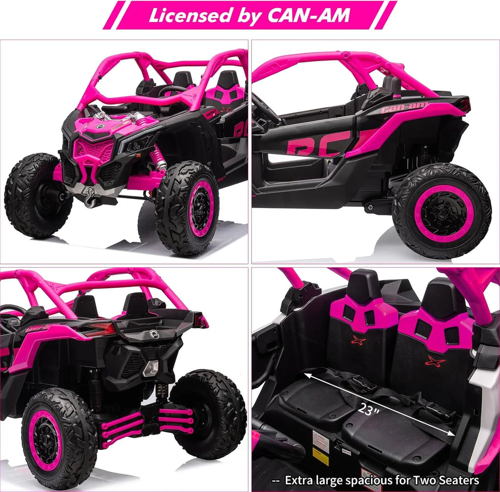 EastVita 2 Seats Ride on Ride on Car 200W Motors UTV,with Remote Control 23" Seats Width Electric Vehicle, EVA Wheels,Music,Head+Tail Light