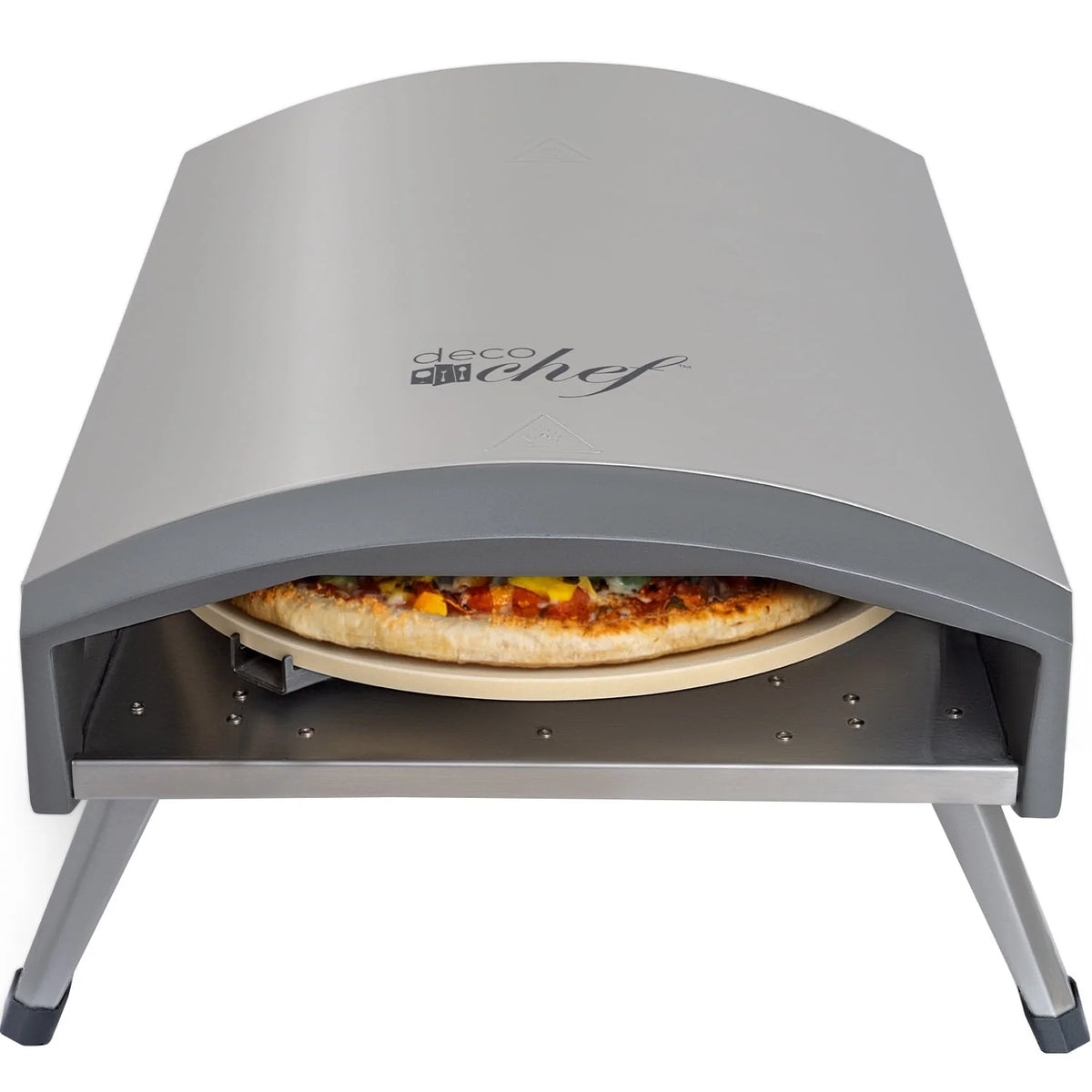 Deco Chef Outdoor Gas Pizza Oven, Portable Collapsable Design, Hassle-Free Self-Rotating Baking Stone, Accessories, Stainless Steel
