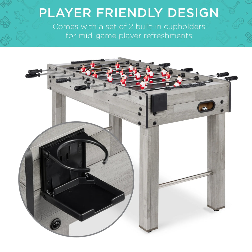 Best Choice Products 48in Competition Sized Foosball Table for Home, Game Room w/ 2 Balls, 2 Cup Holders - Light Brown
