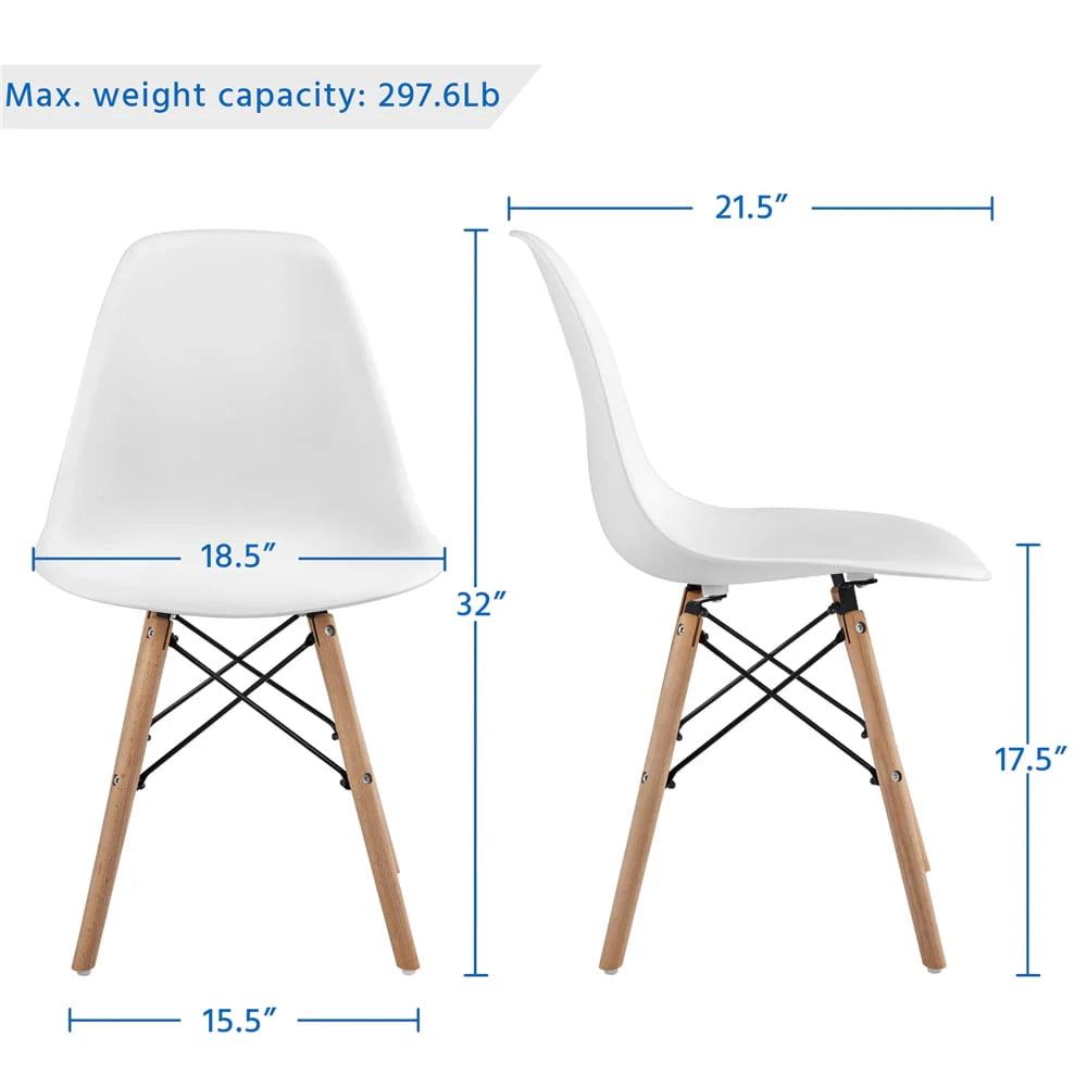 Yaheetech Set of 4 Modern Dining Chairs with Natural Beech for Kitchen Dining Bedroom Living Room, White