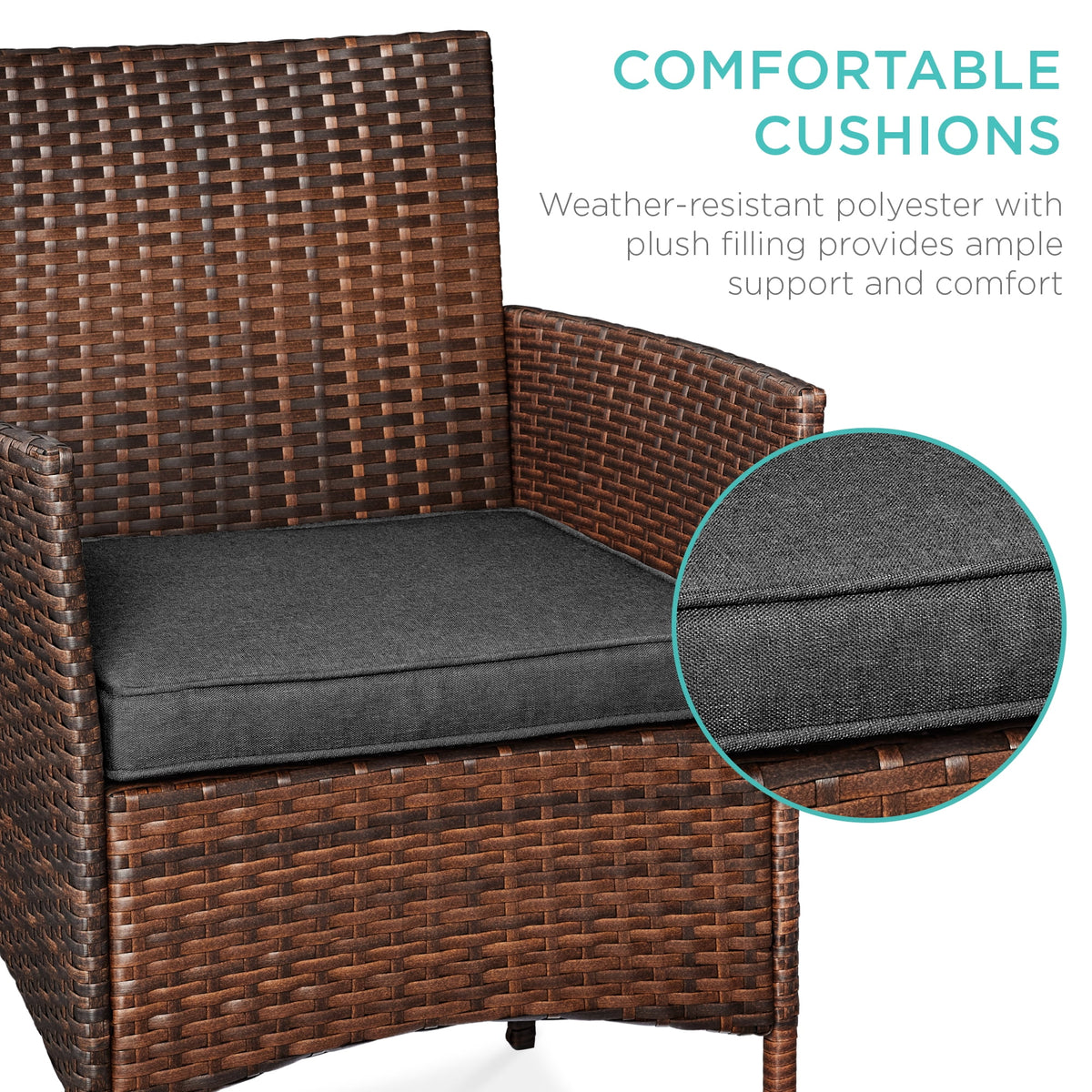 Best Choice Products 3-Piece Outdoor Wicker Conversation Patio Bistro Set, w/ 2 Chairs, Table - Gray/Navy