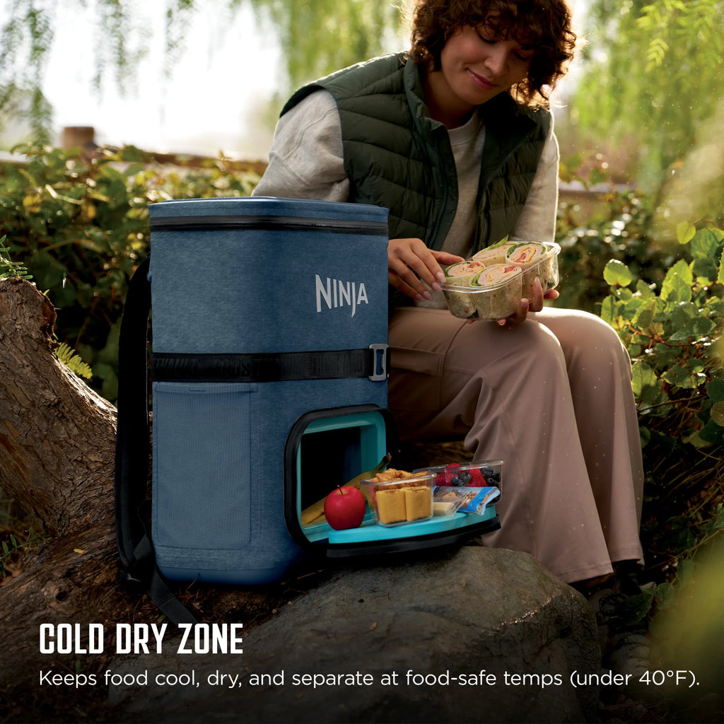 Ninja Outdoor FrostVault Go 24-Can Soft Cooler with Cold Dry Zone, Lakeshore Blue - FF124NV