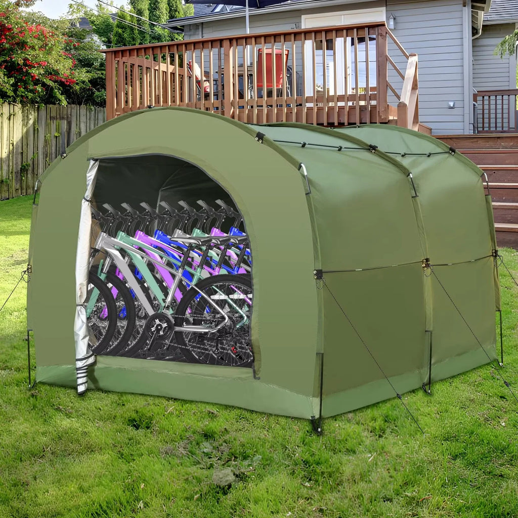 NAIZEA Large Bike Storage Tent, 47" Depth Storage for 6 Bikes Waterproof Outdoor Bicycle Cover, Lawn Mower Garden Tools Shed, Backyard Storage Room Tent Shelter W/Fixing Peg & Rop