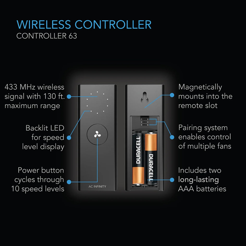 AC Infinity 10-Speed Wireless Remote EC-Motor High-Velocity Wall Mount Floor Fan