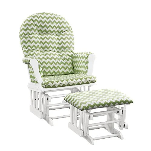 Angel Line Windsor Glider and Ottoman, Natural Finish with Gray Cushions