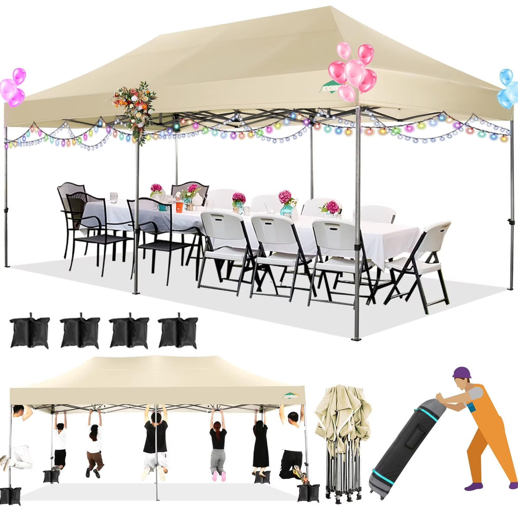 COBIZI 10x15ft Pop up Canopy, Heavy Duty Party Canopy Waterproof Commercial for Outdoor,Black