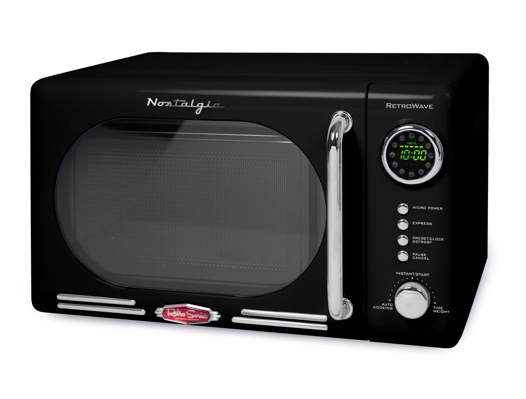 Nostalgia Retro Compact Countertop Microwave Oven - 0.7 Cu. Ft. - 700-Watts with LED Digital Display - Child Lock - Easy Clean Interior - Orange