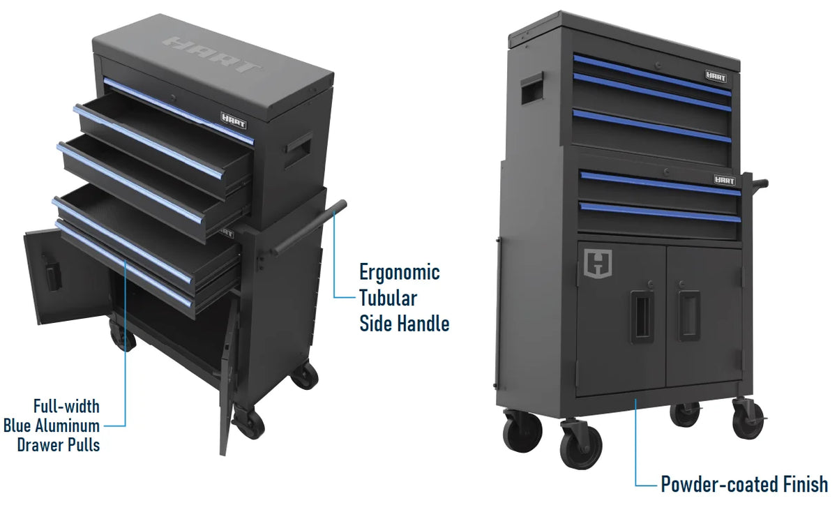 Hart 24-inch Steel Tool Chest Combo with Built-In Power Strip, 400 lb Capacity
