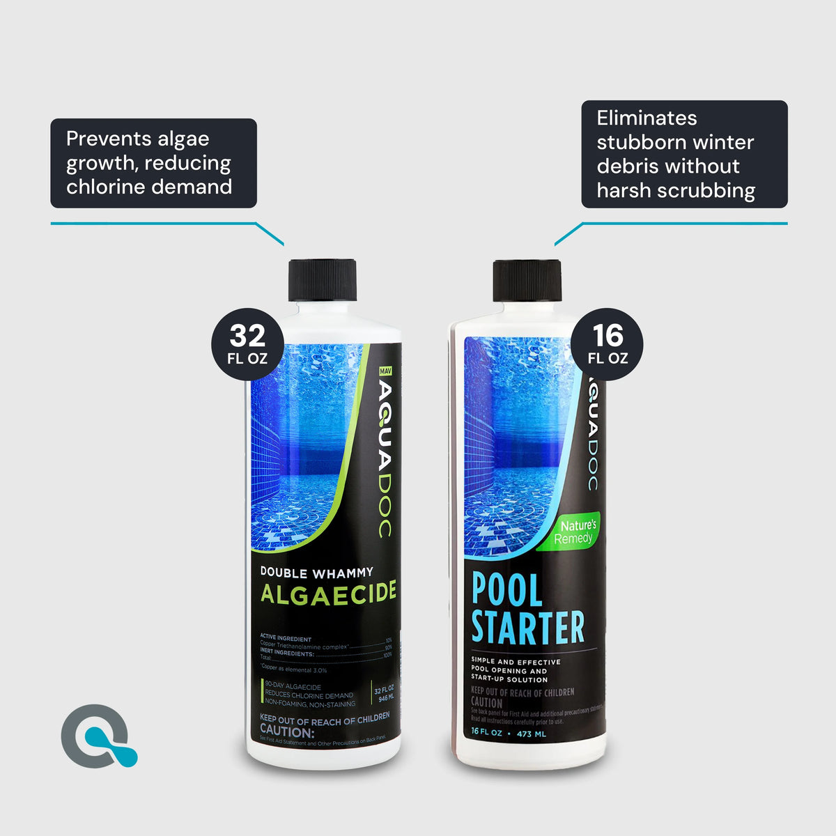 Pool Opening Kit - Pool Starter Kit for Inground Pool & Above Ground Pool Chemical Starter Kit to Open Your Pool - AquaDoc Pool Start Up Chemical Kit Designed for 15000 to 20000 Gallon Pool