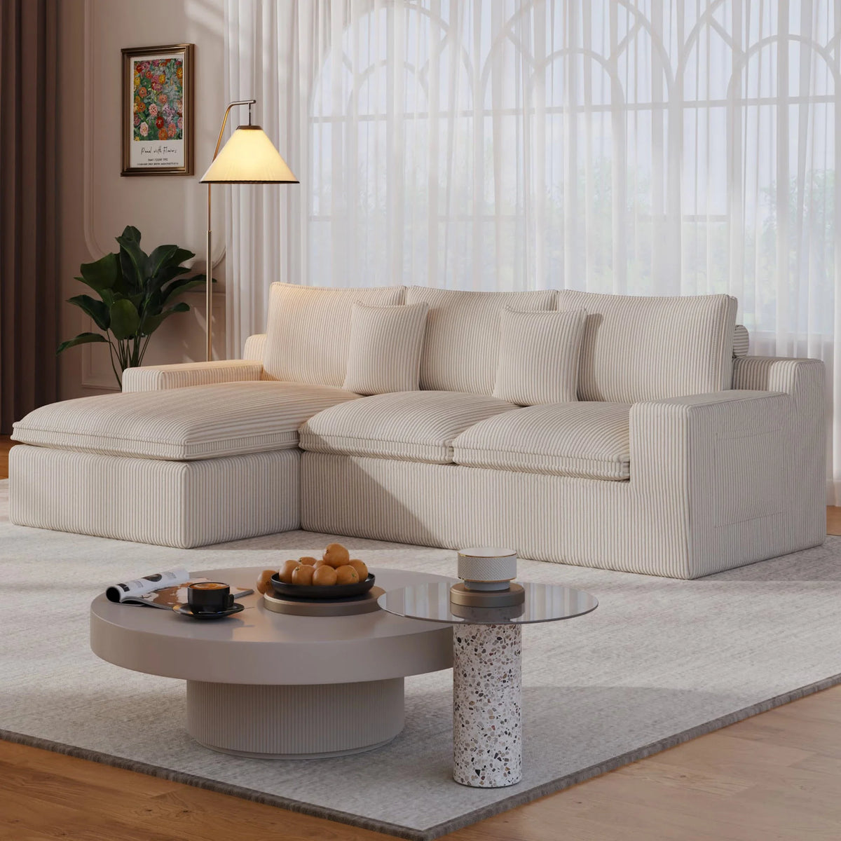 108 Modular Sectional Sofa, Cloud Sectional Couch with Deep Seat, Modern Modular L-Shape Sofa Couch with Chaise,Upholstered Couches for Living Room Bedroom