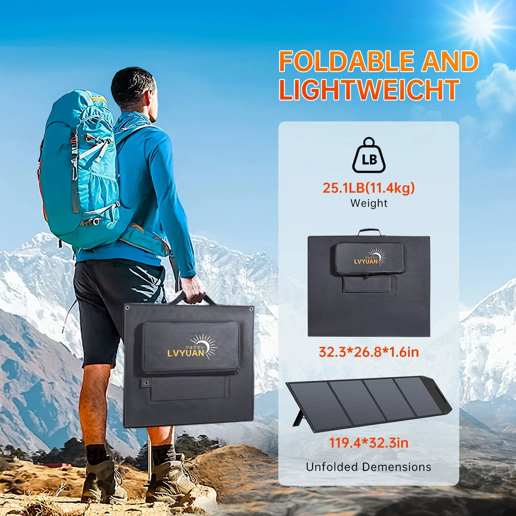 LVYUAN 400 Watt Foldable Solar Panel Kit, Portable Solar Charger Waterproof IP67 Solar Generator with MC4 Connector for Power Station, Camping, RV, Boat & Emergency