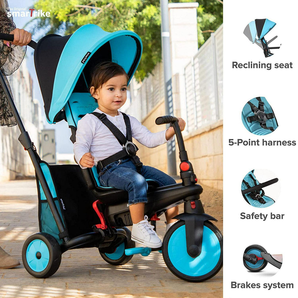 smarTrike 5 in 1 Modular Toddler Stroller Tricycle with 1 Handed Steering
