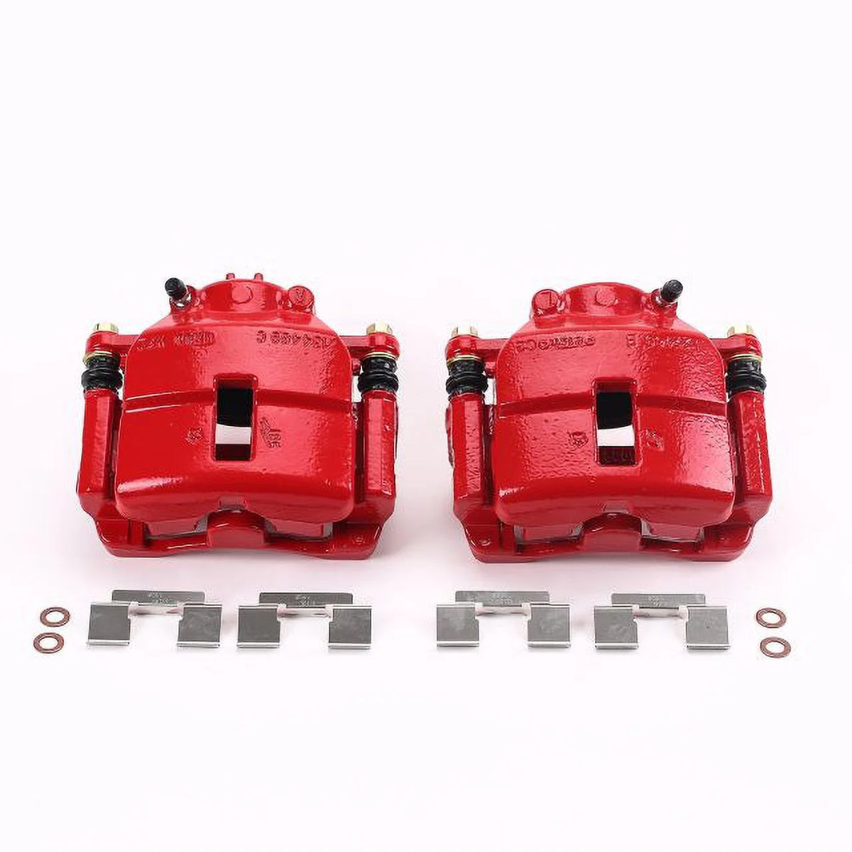 Power Stop Front Pair of Red Powder Coated Calipers S4780