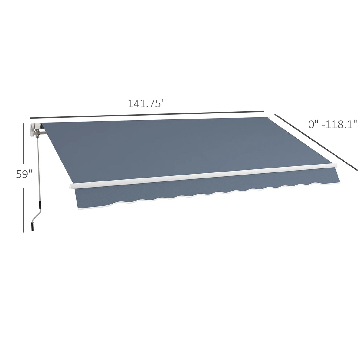 Outsunny 12' x 10' Manual Retractable Awning Outdoor Sunshade Shelter for Patio, Balcony, Yard, with Adjustable & Versatile Design, Beige and White