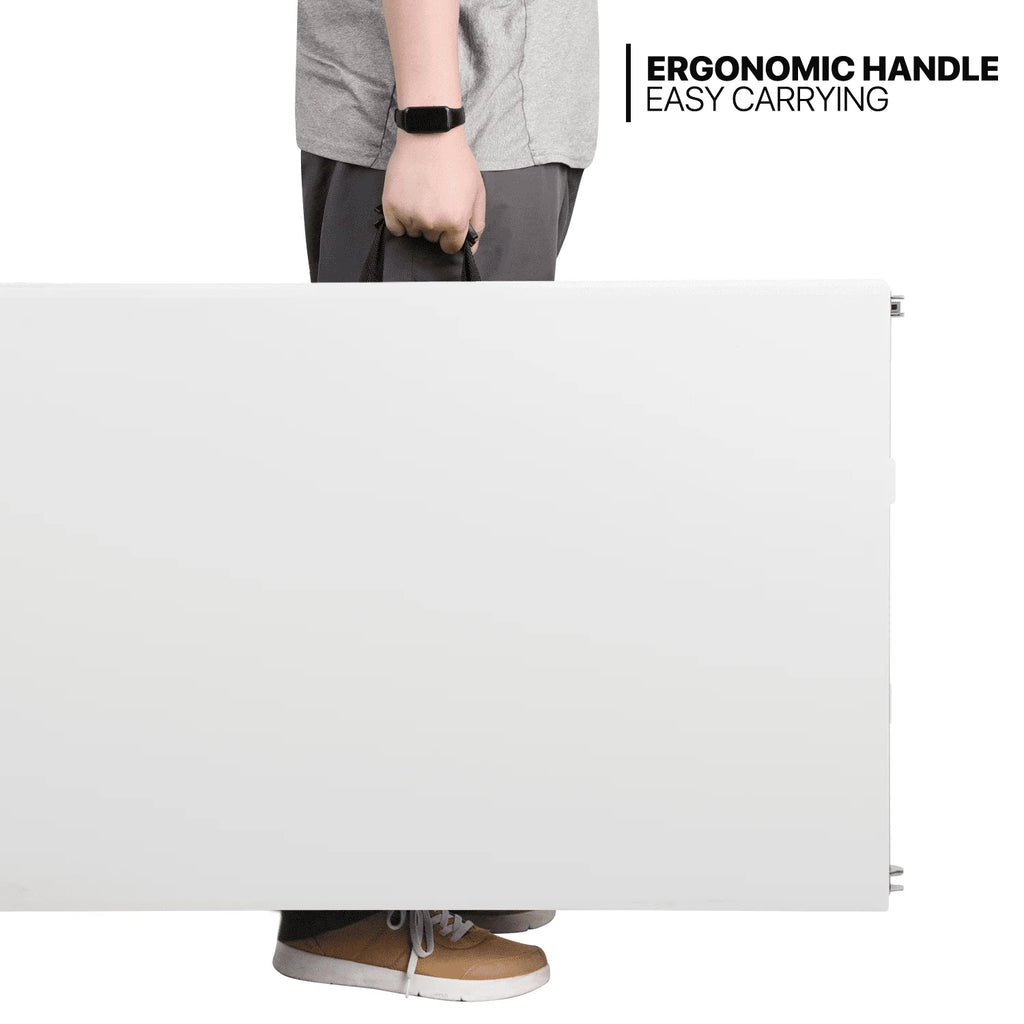 MoNiBloom 8Ft Folding Heavy Duty Table, Indoor Outdoor Portable Rectangle Plastic Picnic Desk with Steel Frame and Handle, White