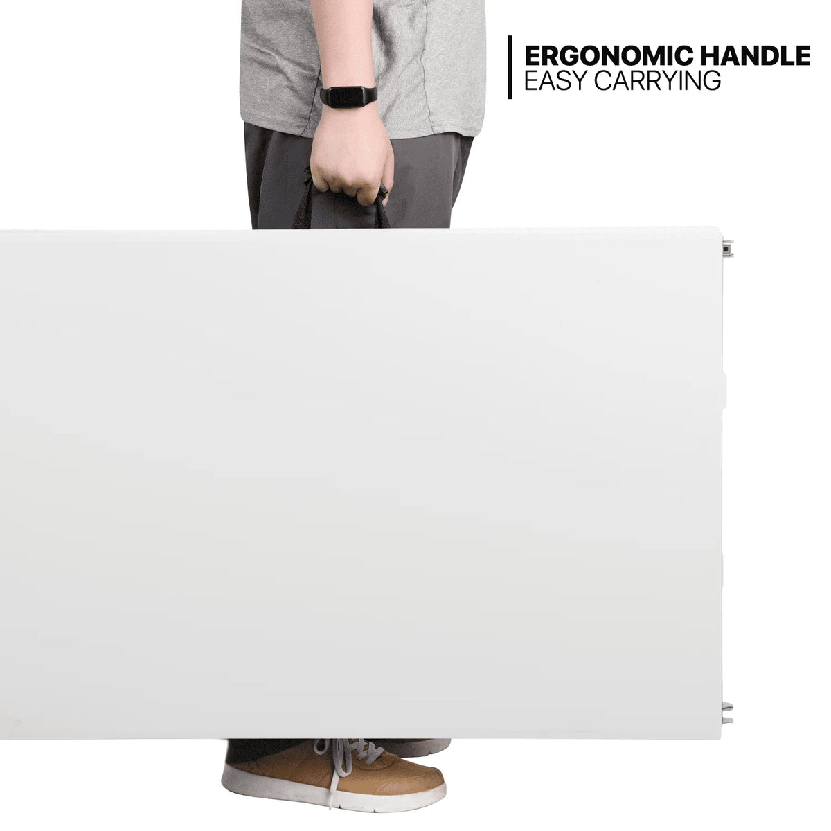 MoNiBloom 8Ft Folding Heavy Duty Table, Indoor Outdoor Portable Rectangle Plastic Picnic Desk with Steel Frame and Handle, White