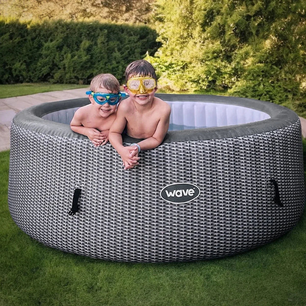 Wave Atlantic 4-Person Round inflatable Hot Tub with integrated Heater and Aquajet Massage System