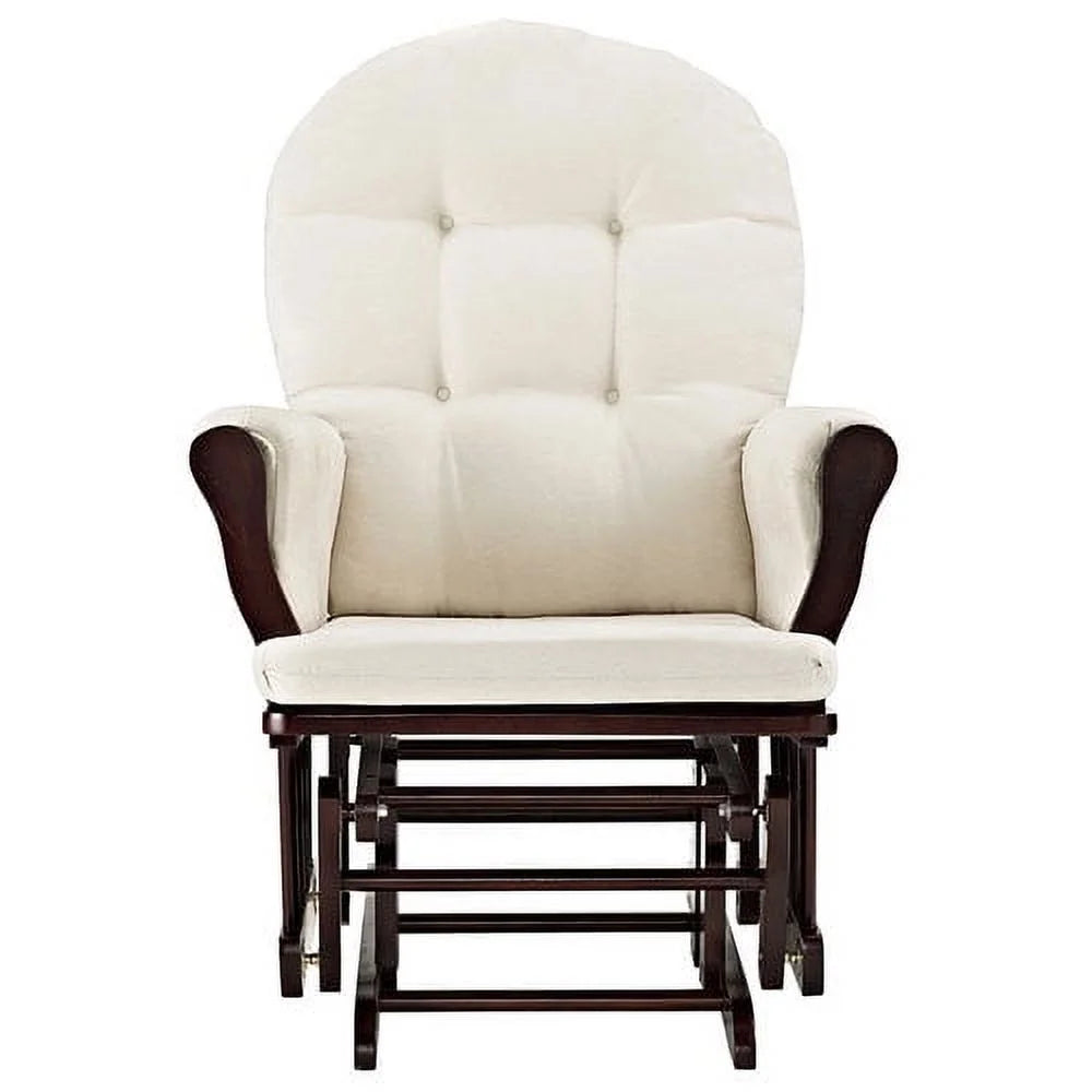 Angel Line Windsor Glider and Ottoman, Natural Finish with Gray Cushions