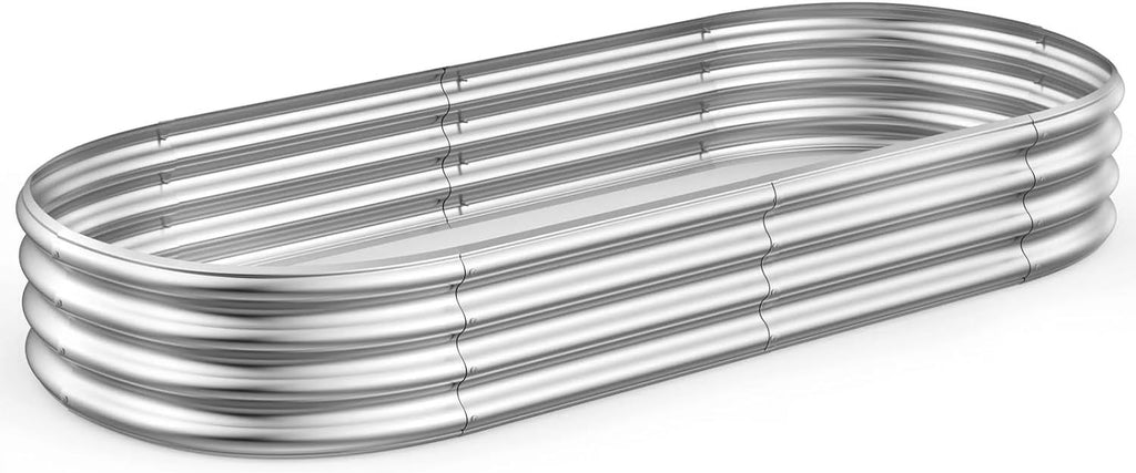 Galvanized Raised Garden Bed Kit 8ft Galvanized Planter Garden Boxes Outdoor, Oval Large Metal for Vegetables