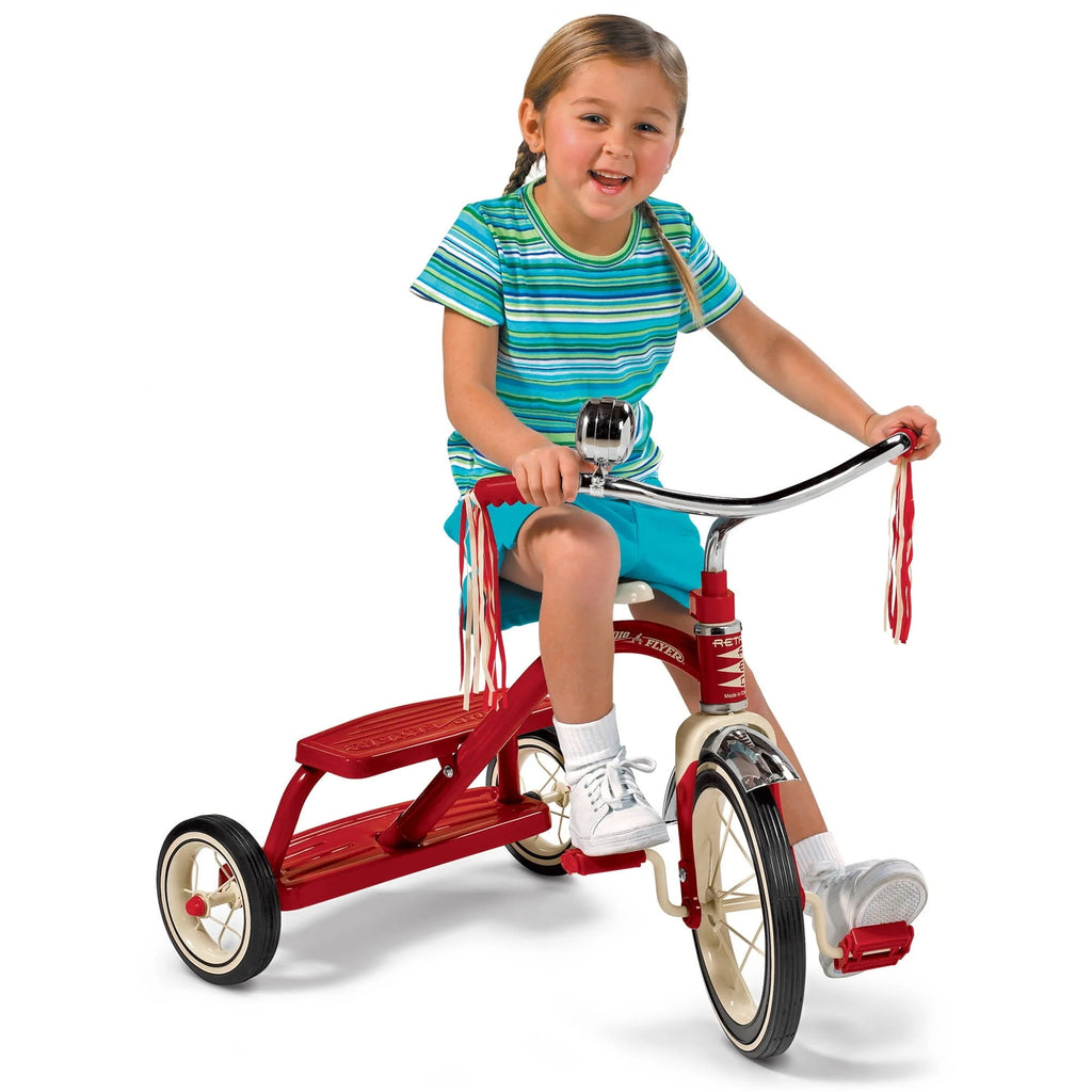 Radio Flyer, Classic Red Dual Deck Tricycle, 12" Front Wheel, Red