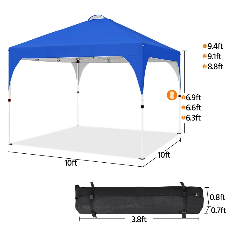 Topeakmart 8x8ft Pop Up Canopy Tent with Adjustable Height and Roller Bag, White