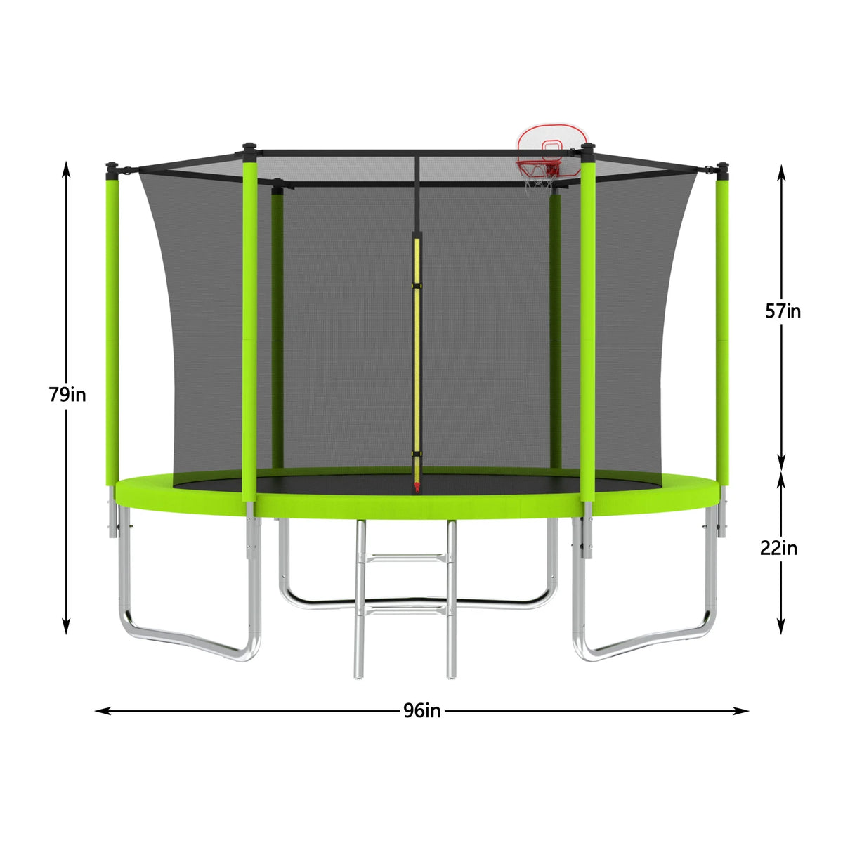 8FT Trampoline for Kids,Outdoor Trampoline with Basketball Hoop,Heavy-Duty Trampoline with Safety Enclosure Net,Blue